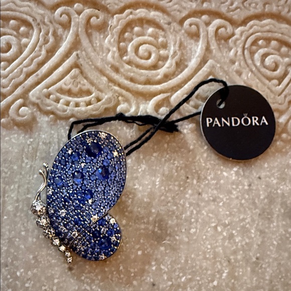NWT Pandora Dazzling Blue Butterfly Brooch and Pendant Spring 2019 RARE - Picture 2 of 4
